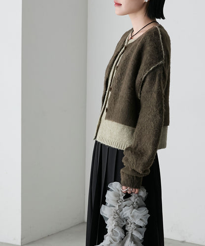 forksy. 假2件拼色短版cardigan - Image 48
