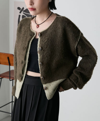 forksy. 假2件拼色短版cardigan - Image 57