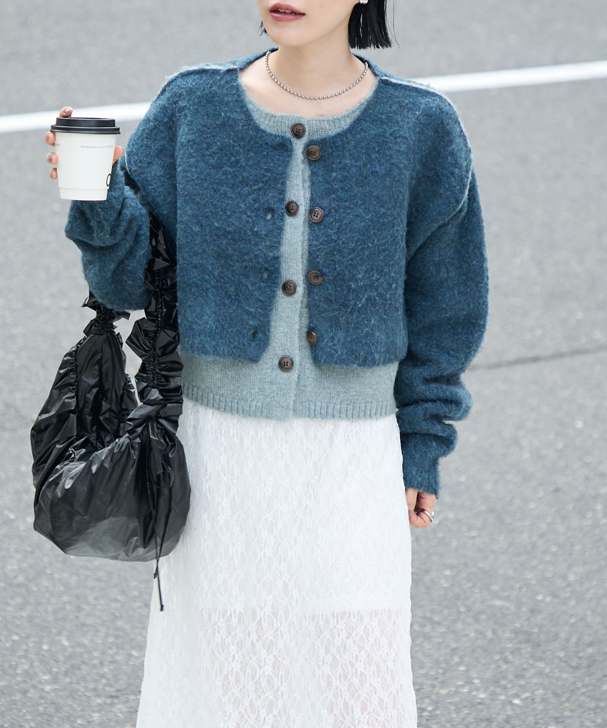forksy. 假2件拼色短版cardigan - Image 70