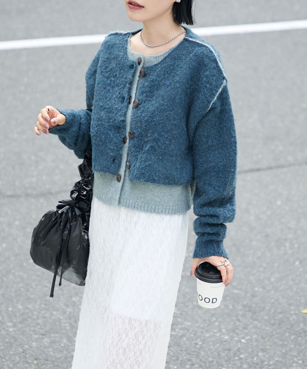 forksy. 假2件拼色短版cardigan - Image 71