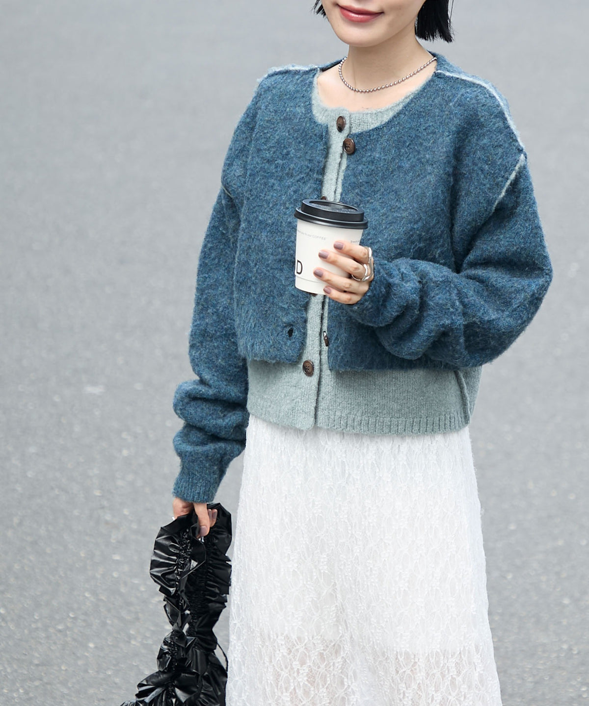 forksy. 假2件拼色短版cardigan - Image 72