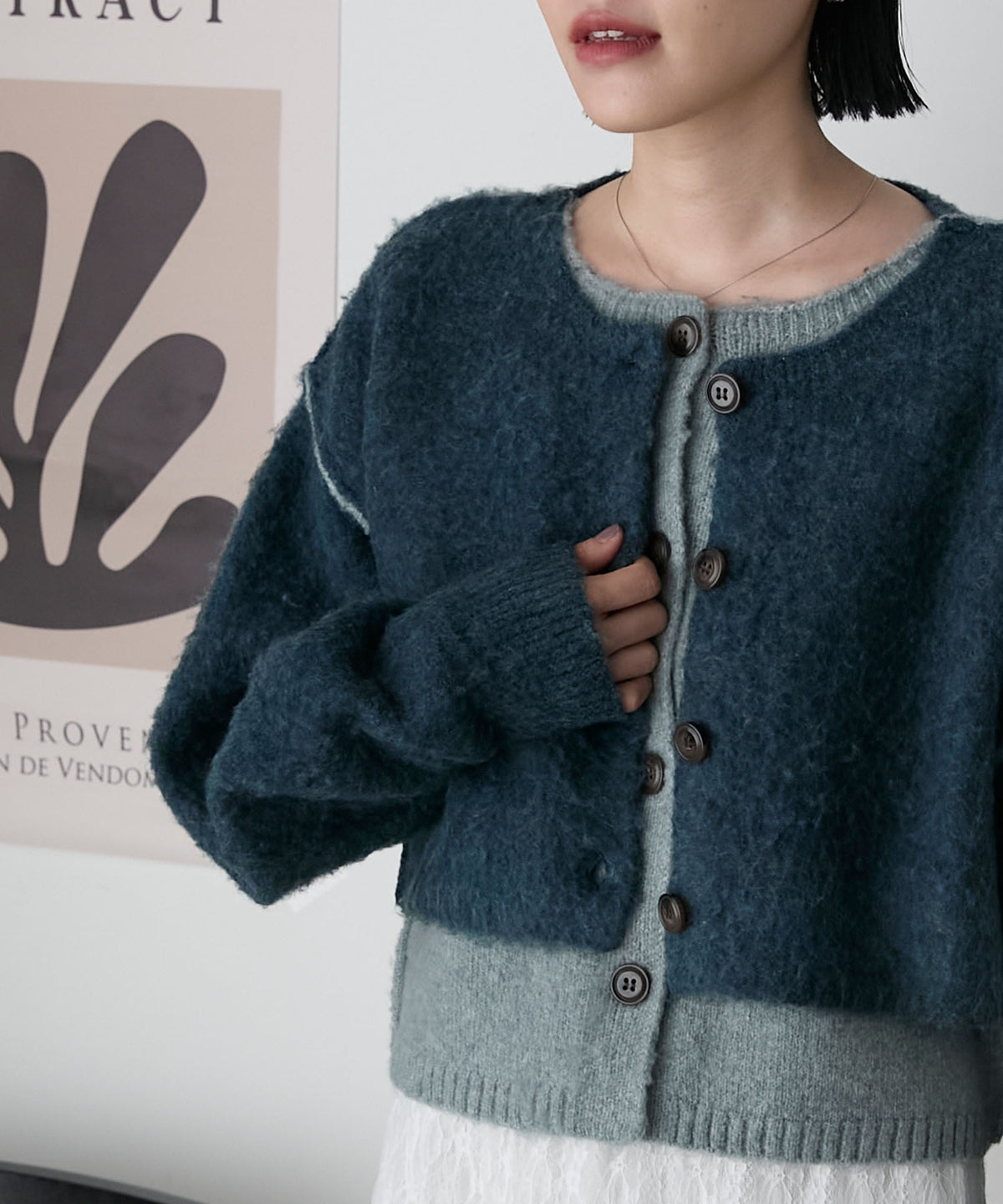 forksy. 假2件拼色短版cardigan - Image 79