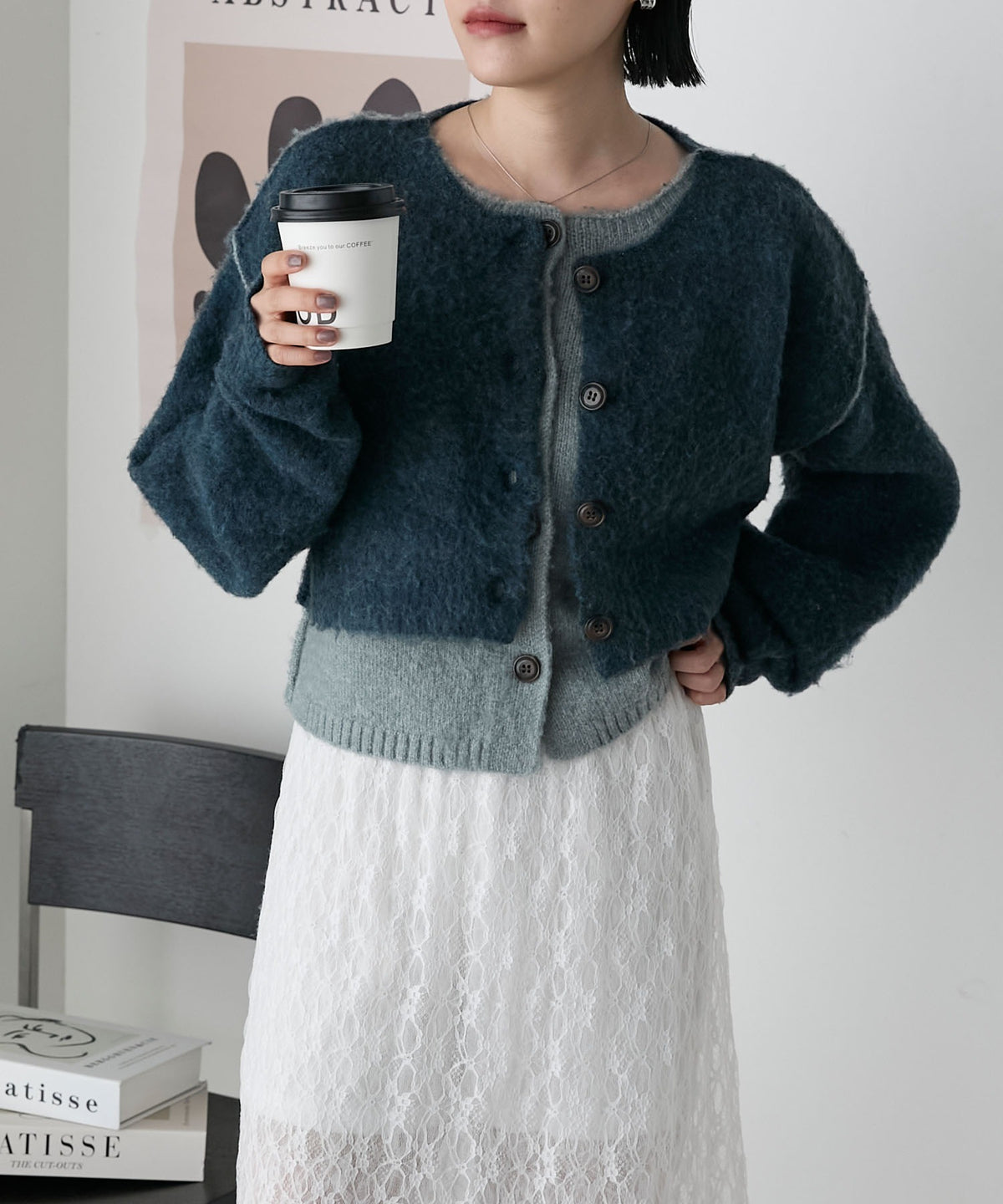 forksy. 假2件拼色短版cardigan - Image 80