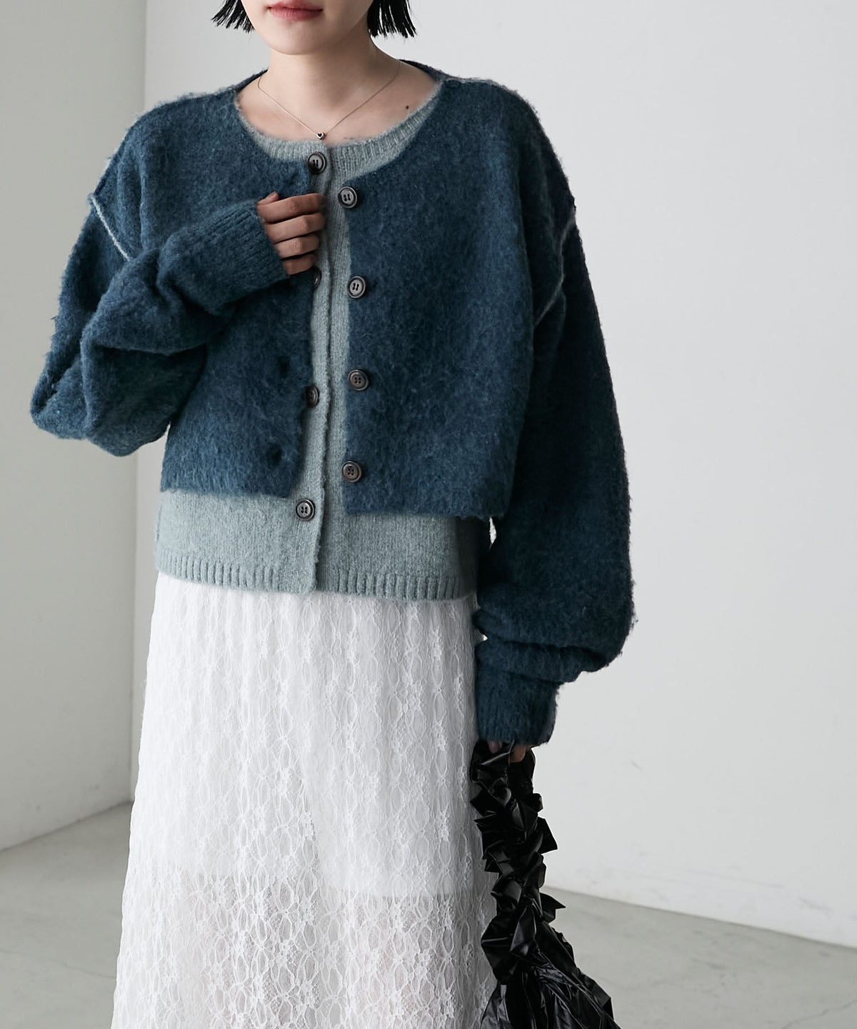 forksy. 假2件拼色短版cardigan - Image 83