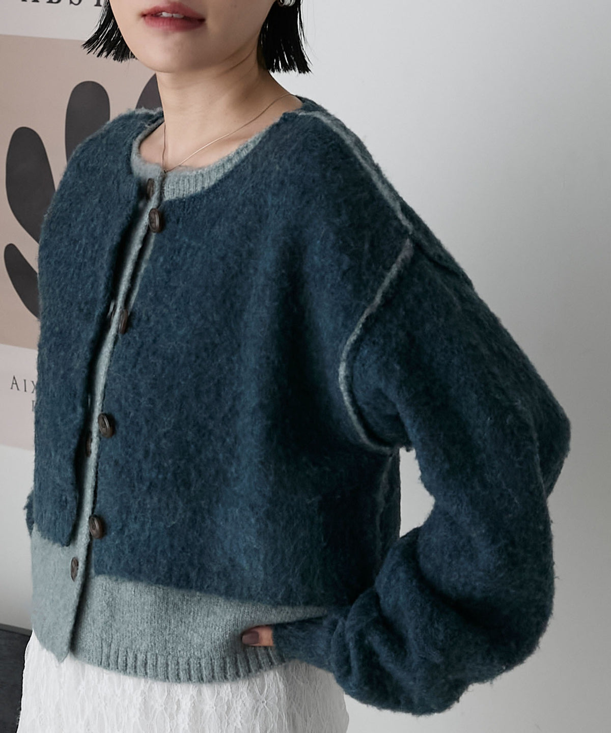 forksy. 假2件拼色短版cardigan - Image 87