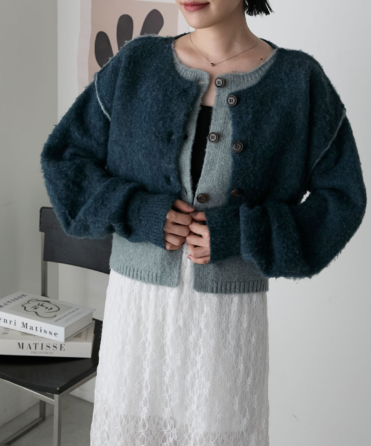 forksy. 假2件拼色短版cardigan - Image 92