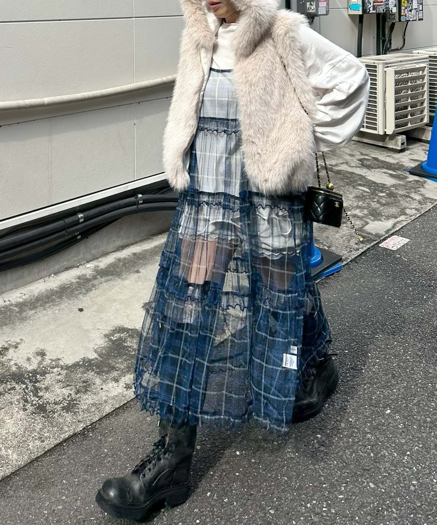 フリルティアードキャミワンピ