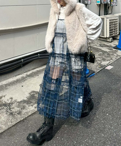 フリルティアードキャミワンピ