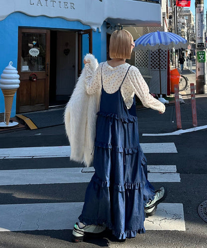 フリルティアードキャミワンピ