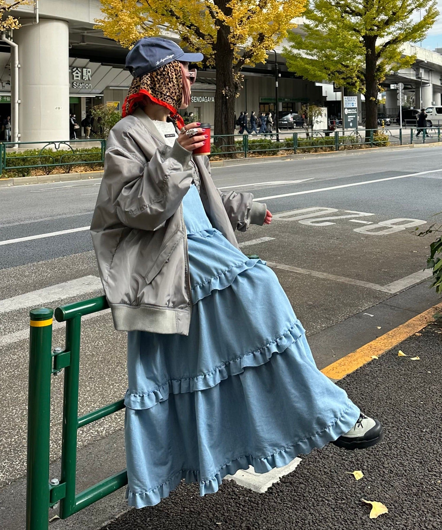 フリルティアードキャミワンピ