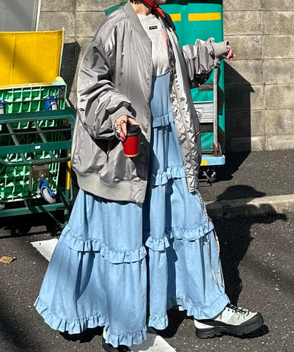 フリルティアードキャミワンピ