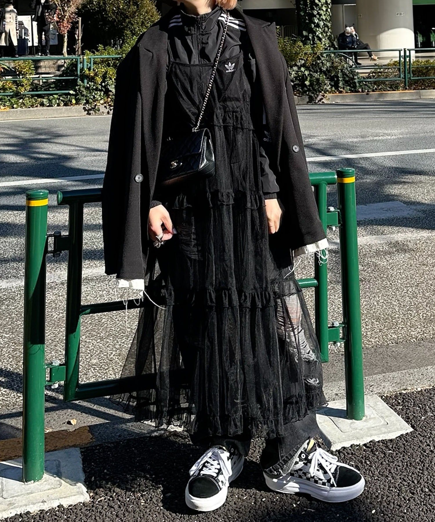 フリルティアードキャミワンピ