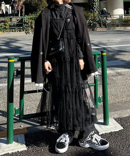 フリルティアードキャミワンピ
