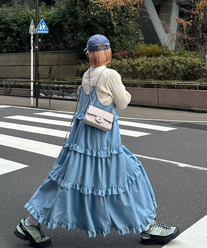フリルティアードキャミワンピ