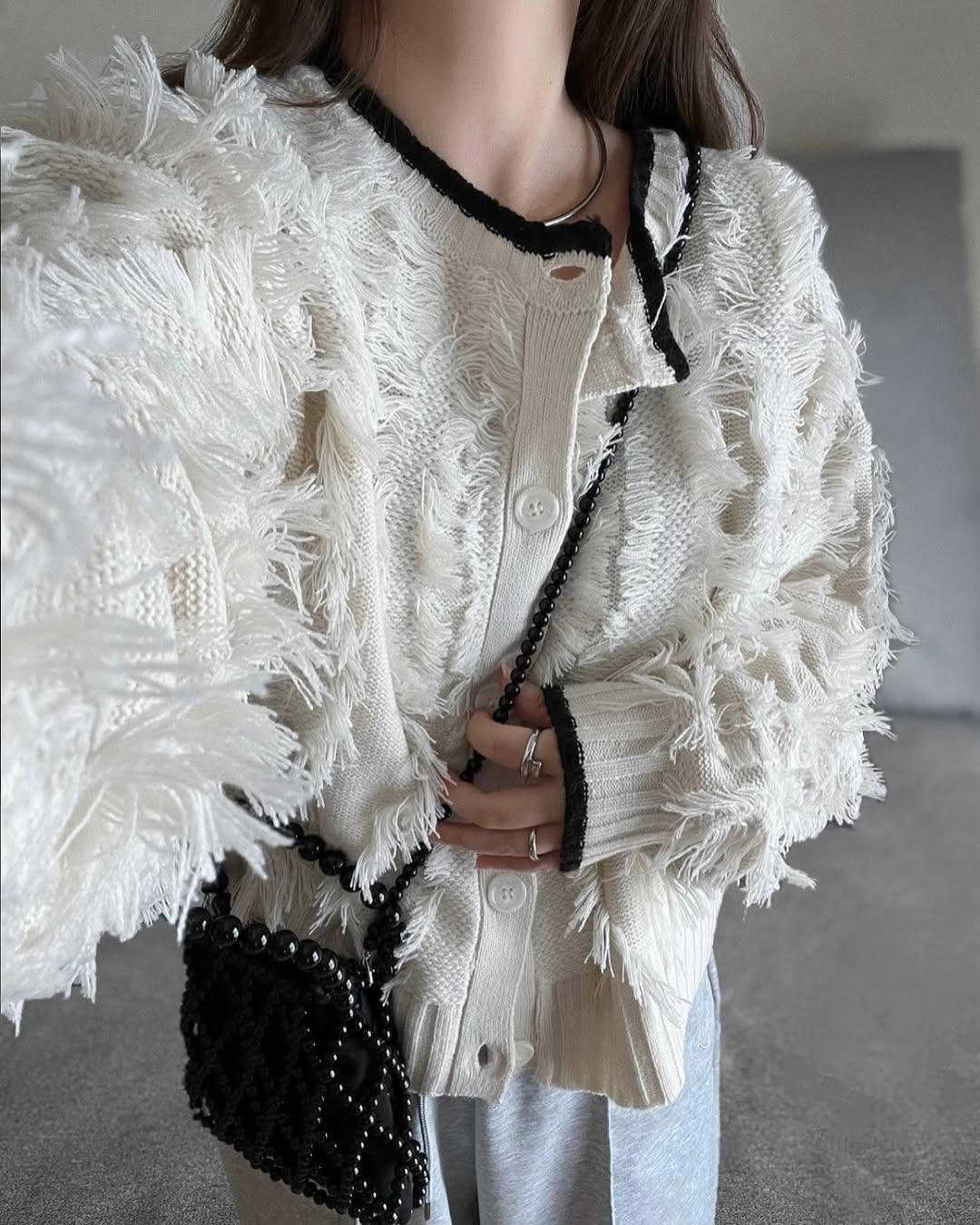 forksy. Fringe Knit Cardigan