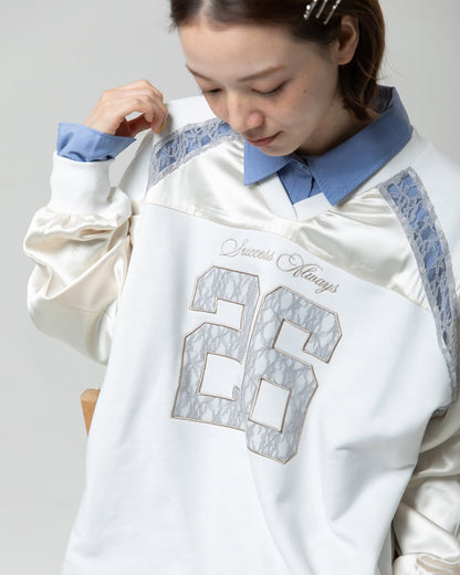 緞面Lace刺繡logo長袖球衣