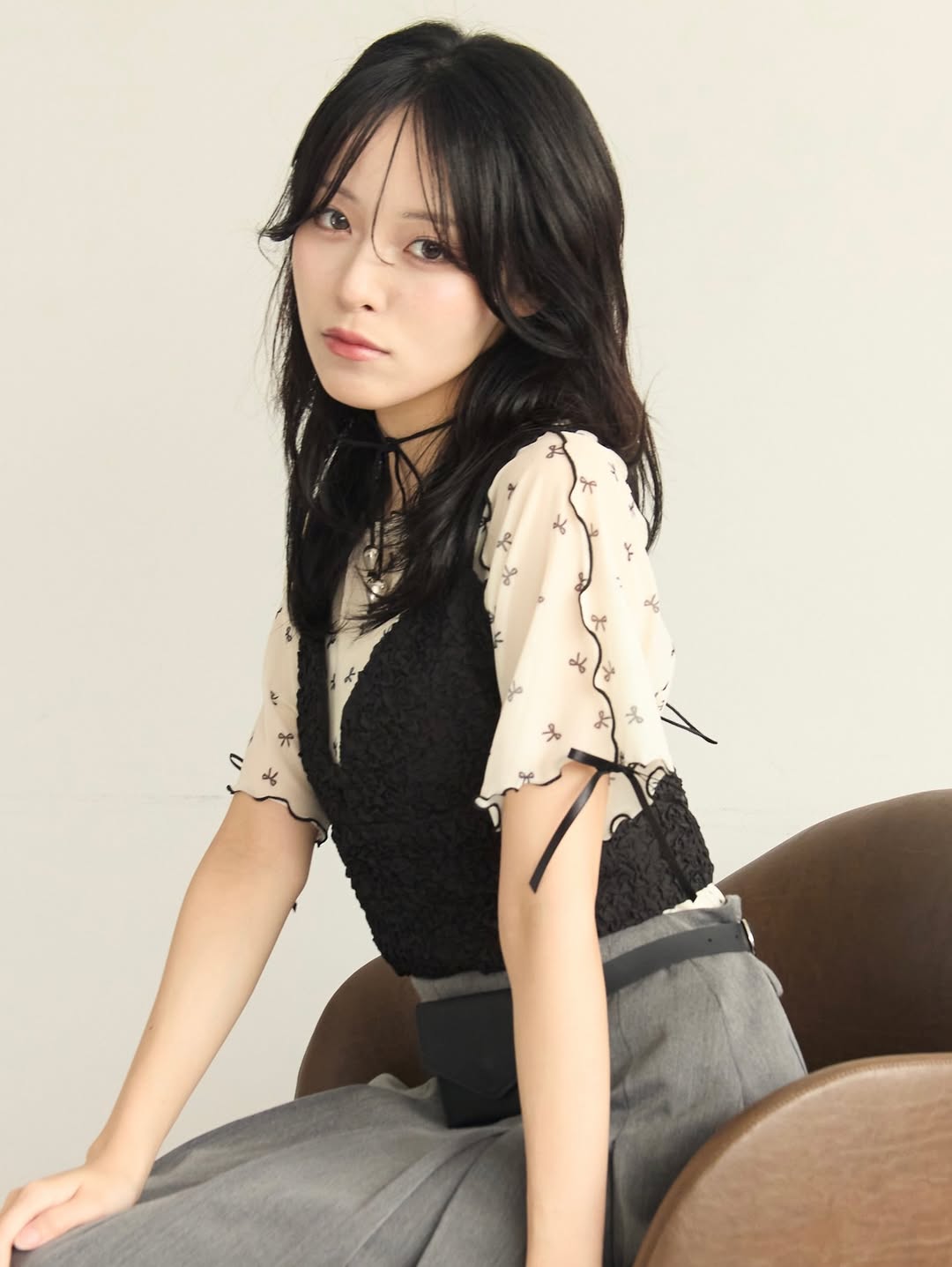 [短袖❣️]Kutir Ribbon sheer top