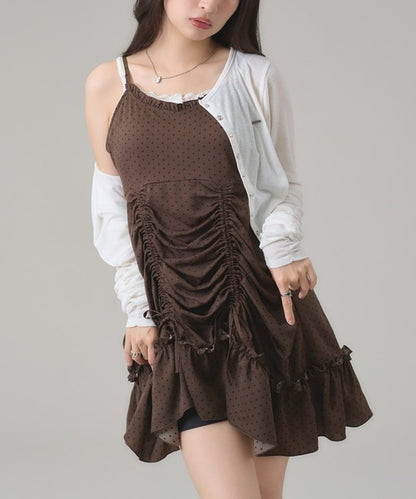 apres mignon Lace drawstring cami tunic