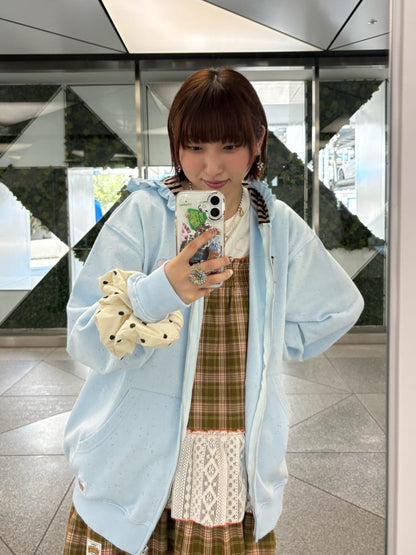 HELLO.SANFRANCISCO 橫紋Ruffle邊Double Zip Hoodie - Image 50