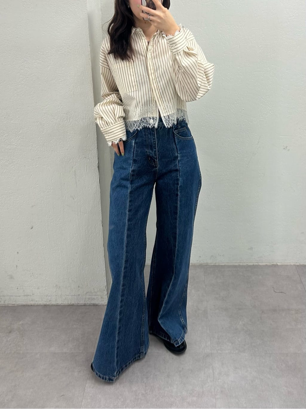 mystic 下擺Lace條紋Shirt - Image 69