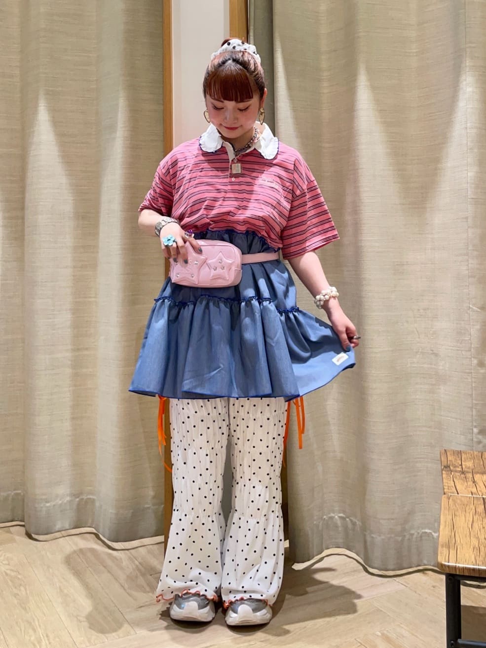 HELLO.SANFRANCISCO 荷葉邊領條紋rugby shirt tunic - Image 28