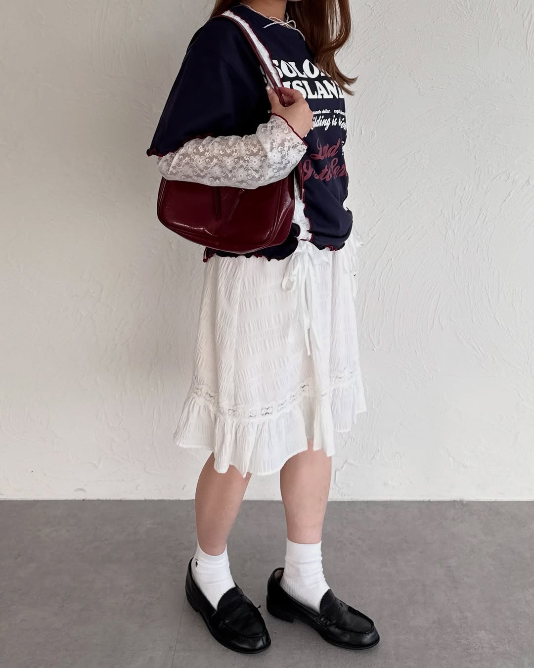 Kutir 連袖套Lace抽繩拼接Tee