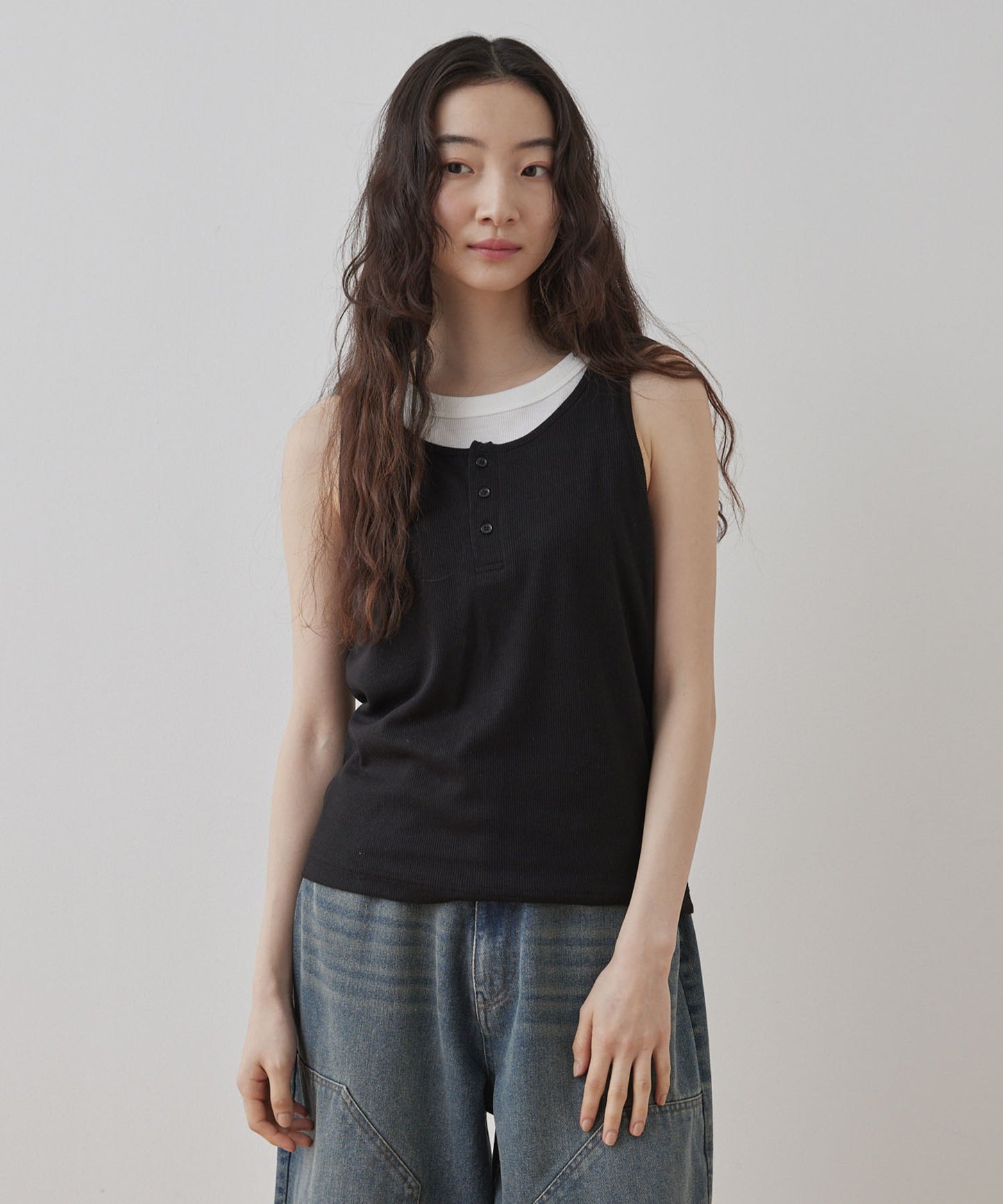 [2件Set] Henry Design & American Sleeve Tank Tops - Image 1