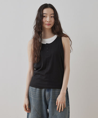 [2件Set] Henry Design & American Sleeve Tank Tops - Image 1