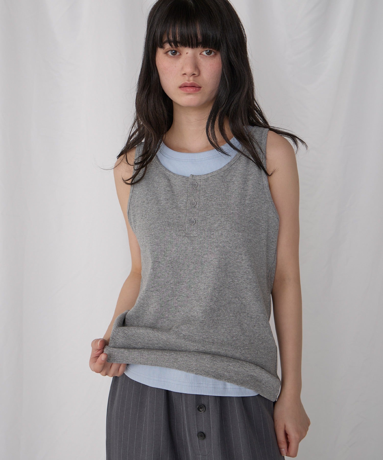 [2件Set] Henry Design & American Sleeve Tank Tops - Image 4