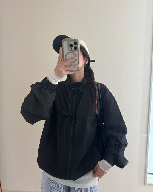 蝴蝶結雙拉鍊薄款外套🎀