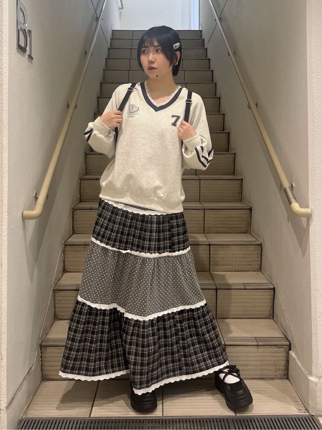 WC Patchwork tiered skirt