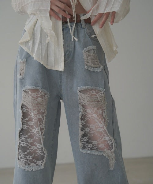 Lace Vintage 直筒牛仔褲