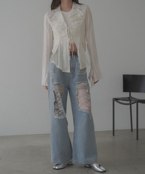 Lace Vintage 直筒牛仔褲