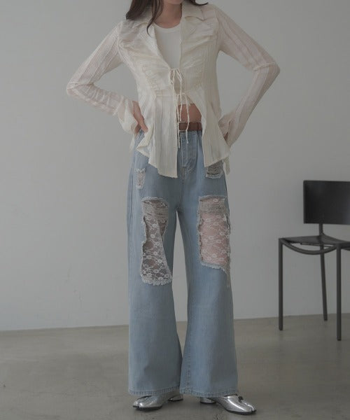 Lace Vintage 直筒牛仔褲
