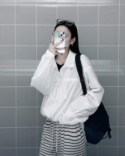 蝴蝶結雙拉鍊薄款外套🎀