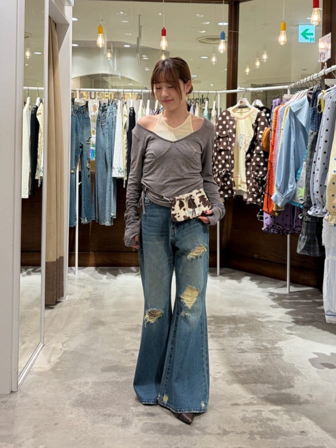 CIAOPANIC Vintage Ribbon print denim 喇叭褲 - Image 22