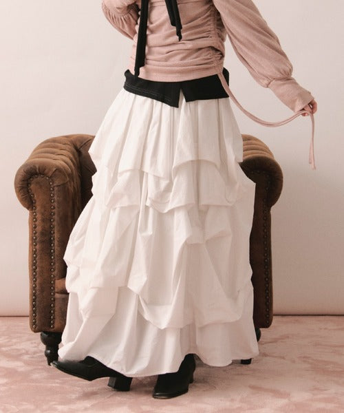 loin nuit tuck design volume skirt