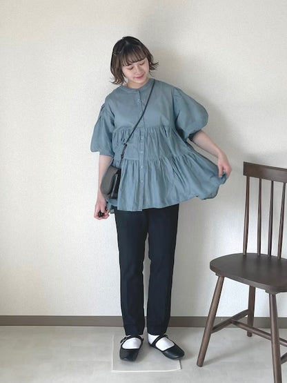 必入手‼️3 way balloon sleeve sheer shirt