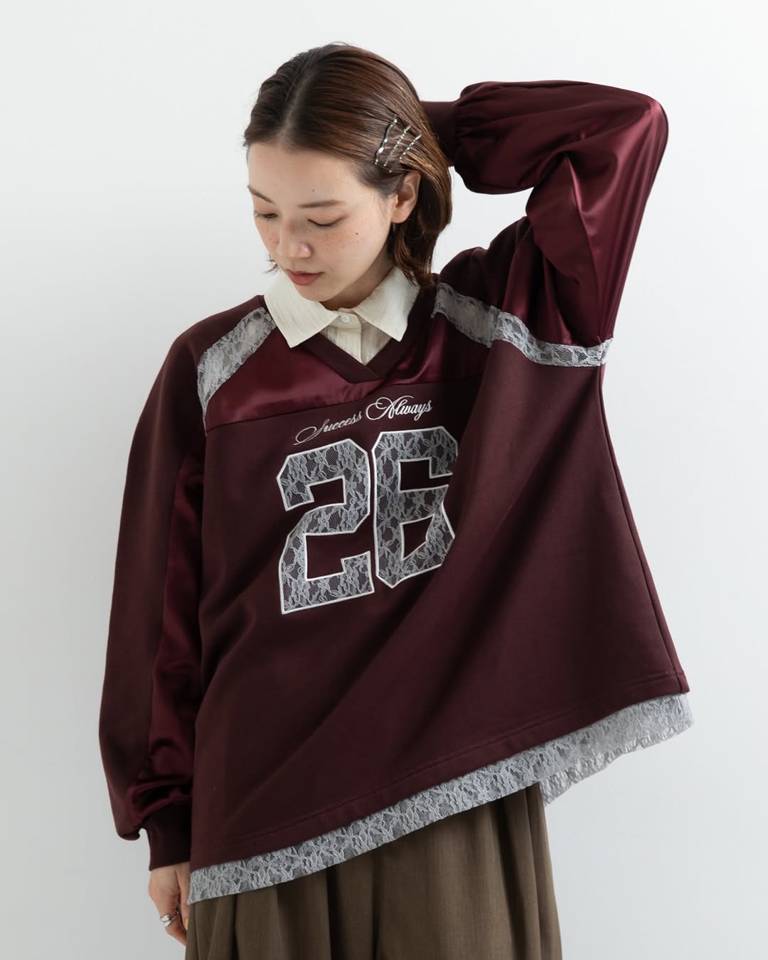 緞面Lace刺繡logo長袖球衣