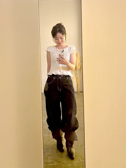 mystic 格紋 Shirred French blouse - Image 77