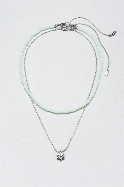 GOLDY Metal Flower x Color Bead Layered Necklace