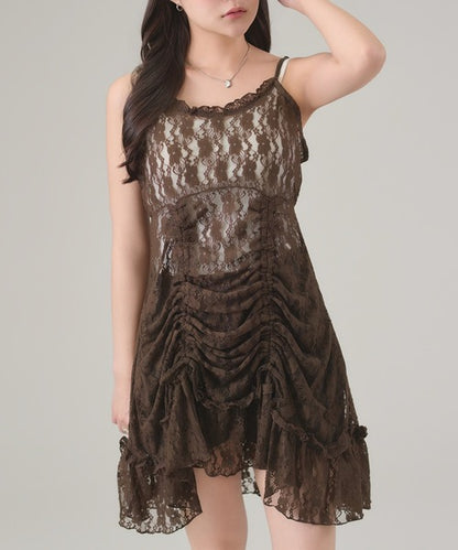apres mignon Lace drawstring cami tunic