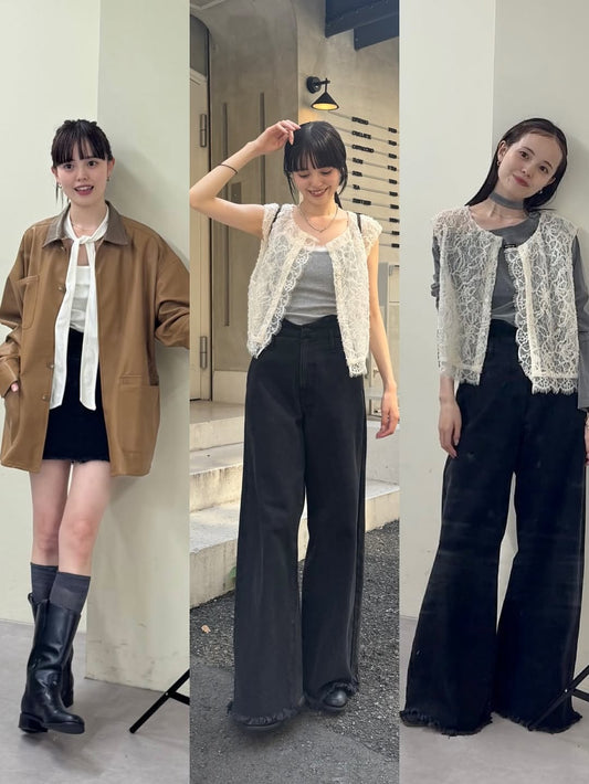 [2件SET] mystic Multi-way lace layered jacket
