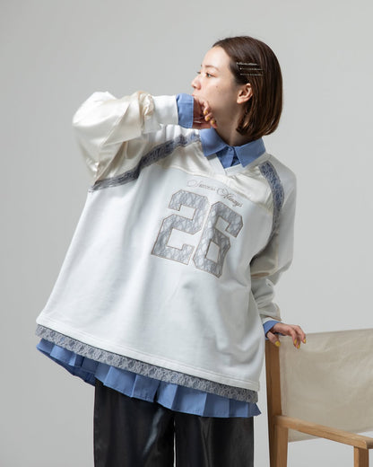 緞面Lace刺繡logo長袖球衣