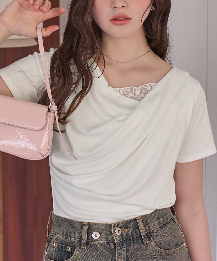 titivate 露肩半袖Lace拼接Tee - Image 3