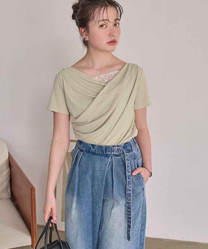 titivate 露肩半袖Lace拼接Tee - Image 21