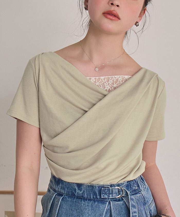 titivate 露肩半袖Lace拼接Tee - Image 4