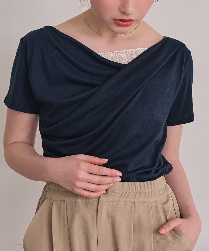 titivate 露肩半袖Lace拼接Tee - Image 6