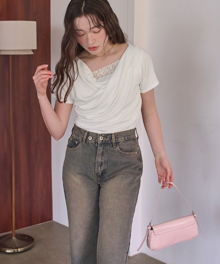 titivate 露肩半袖Lace拼接Tee - Image 10