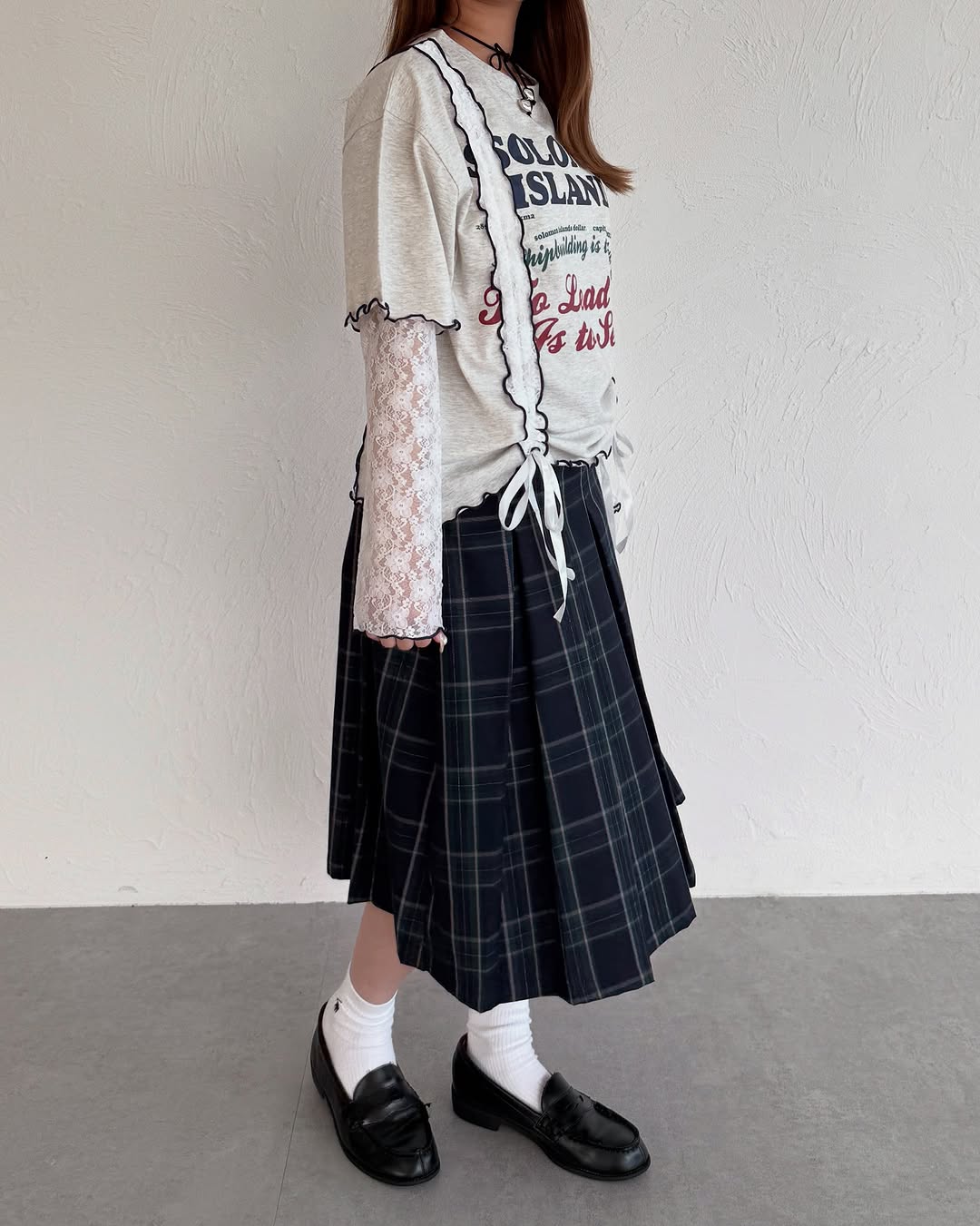 Kutir 連袖套Lace抽繩拼接Tee